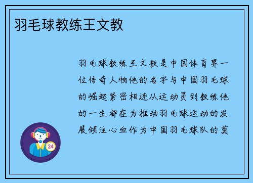 羽毛球教练王文教